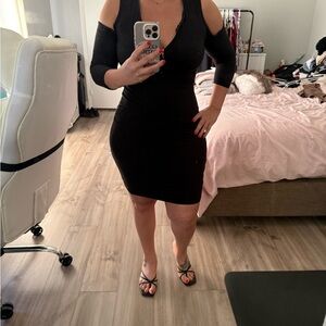 Elegant Black Cold Shoulder Dress